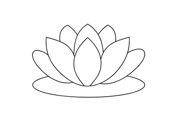 Simple line drawing of a lotus flower in bloom