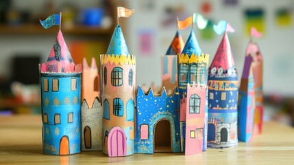 Colorful Cardboard Castle Craft: A Whimsical Children's Creation