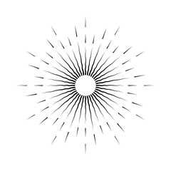 Obraz premium The sun and the sun rays in vintage style. Sunburst on a white background. A collection of starbursts, logos. Vector illustration.