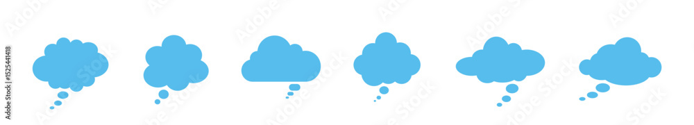 Poster a set of blue speech bubbles on a white background. a chat window for commenting on messages. blue c