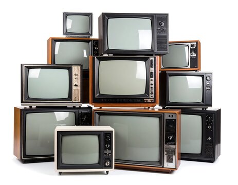 Vintage TVs stacked high