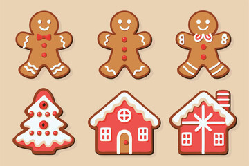 Festive Gingerbread Cookies and Houses for Christmas Holiday Season