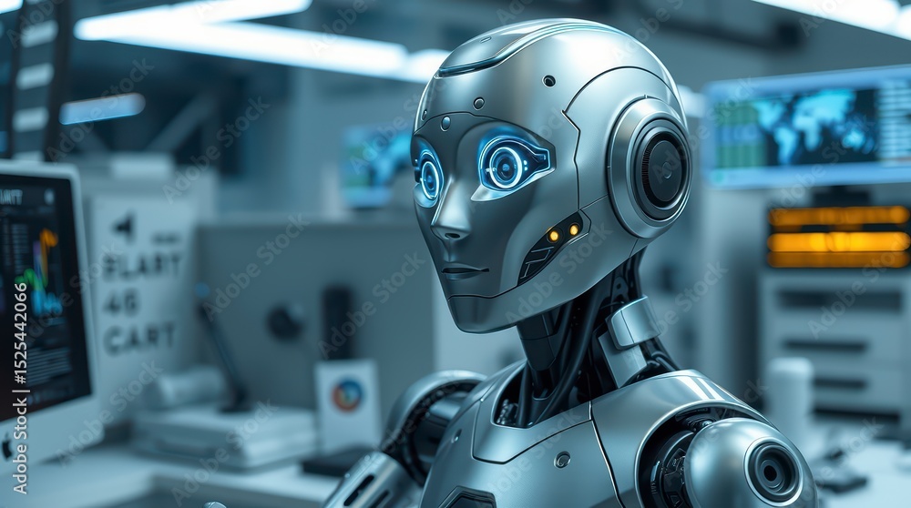 Poster futuristic robot in a lab