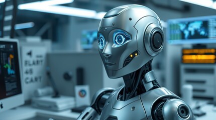 Futuristic Robot in a Lab