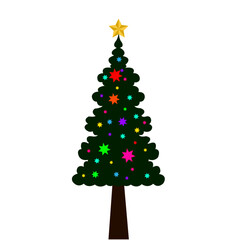 Colorful Decorated Christmas Tree with Star Topper – Festive Holiday Illustration