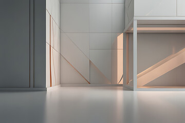 Fototapeta premium Modern empty interior architecture with glass walls, open doors, and a bright, new design