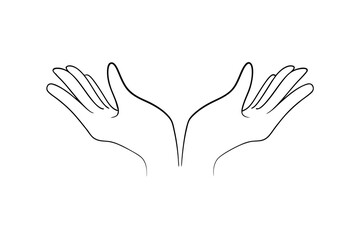 Obraz premium Elegant line drawing of two hands reaching upward