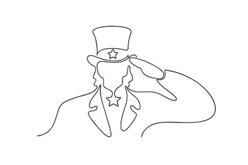 Uncle sam line drawing saluting patriotism american symbol