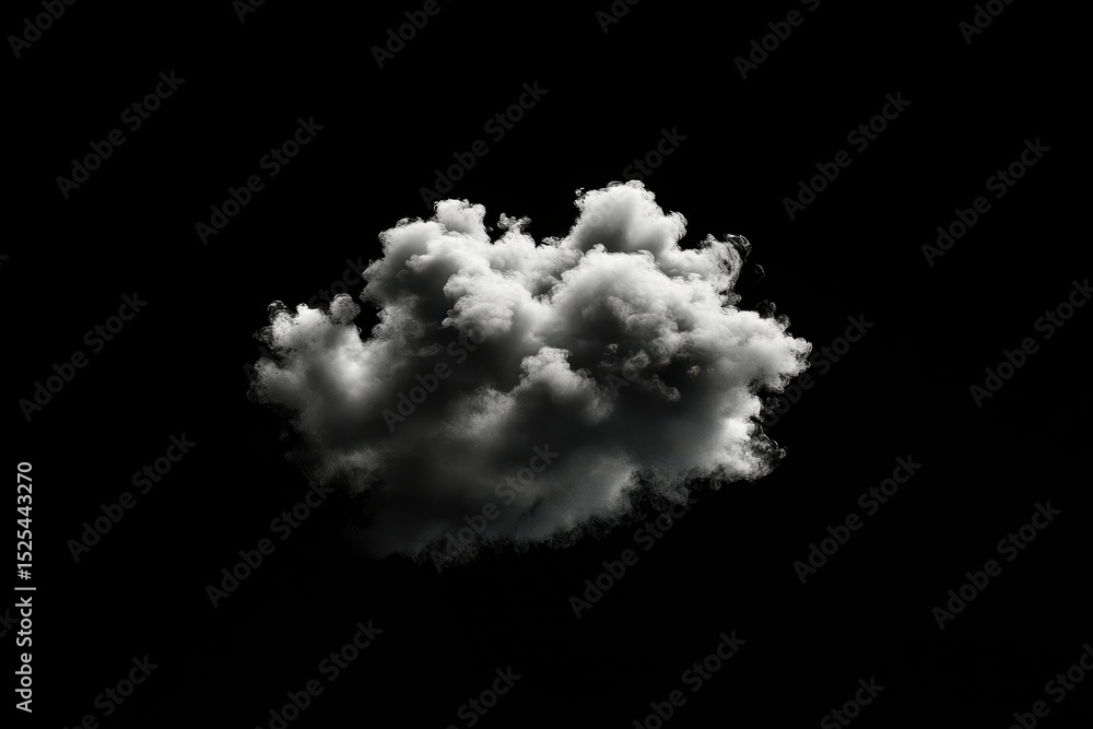 Poster depiction of a swirling cloud of smoke on a stark black background creating a dramatic visual effect