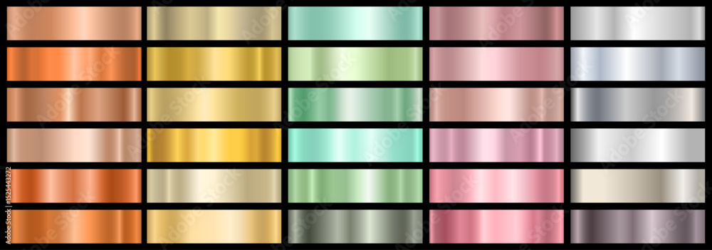 Poster a set of colored metallic gradients on a black background. a collection of vector shiny holograms an