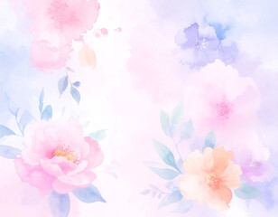 Watercolor Flower Blossom Elements color blue orange background	