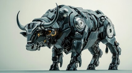Obraz premium Mechanized Bull: A Futuristic Robotic Taurus