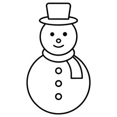 Simple Snowman Outline with Hat and Scarf for Winter Holiday