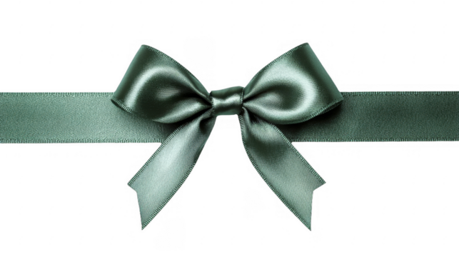 Elegant green ribbon bow decoration on a transparent background, PNG image, PNG file.