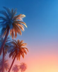 Pixel Art Palm Trees at Sunset Vibrant Tropical Beach Scene
