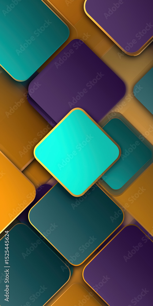 Poster colorful geometric shapes overlapping in an abstract composition using vibrant hues