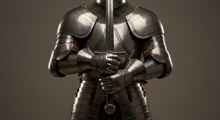 Armored Fighter in Combat Stance with Two-Handed Sword