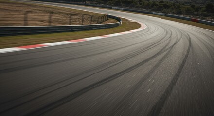 High-Speed Motion Blur of Empty Paul Ricard Circuit Track with Sweeping Left Curve