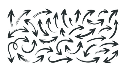 Collection of hand-drawn arrows in various styles and directions