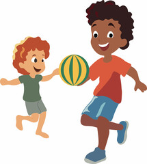 boys playing ball on the beach,summer holidays