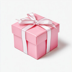 Pink Gift Box with Ribbon , isolated on white background png