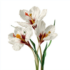 Fototapeta premium Delicate White Flowers with Red Accents , isolated on white background png