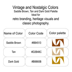 Vintage and Nostalgic Colors Saddle Brown, Tan & Dark Gold Palette