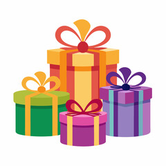 Festive Gift Boxes Vector on White Background