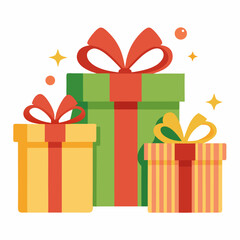 Festive Gift Boxes Vector on White Background