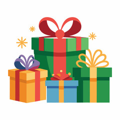 Festive Gift Boxes Vector on White Background
