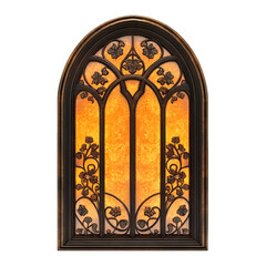 Illuminated Gothic Arch Window with Floral Detailing
