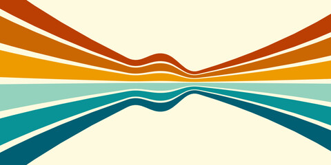Abstract background of rainbow groovy Wavy Line design in 1970s Hippie Retro style. Vector pattern ready to use for cloth, textile, wrap and other.