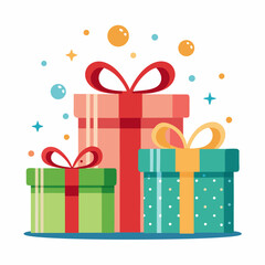 Festive Gift Boxes Vector on White Background