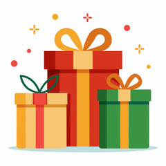 Festive Gift Boxes Vector on White Background