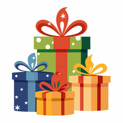 Festive Gift Boxes Vector on White Background