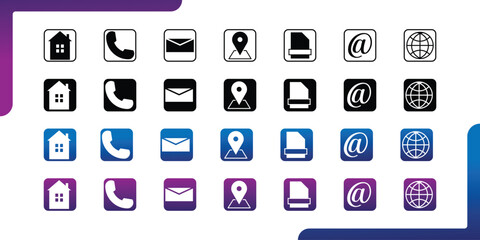Collection of Popular Social Media Icons. Set of Contact Us Icons. Vector Illustration. Contact Details Icon Circle Pro Vector