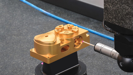 Quality control on milling metal CNC machine, coordinate measuring machine, CMM Quality control...