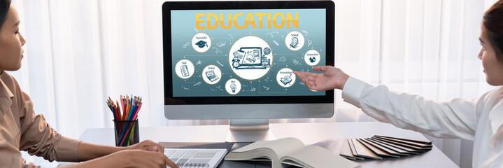 E-learning website with sofware for student to study online on the internet network brisk