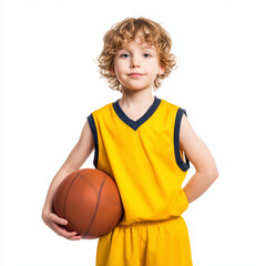 Young Basketball Player in Yellow Uniform , isolated on white background png