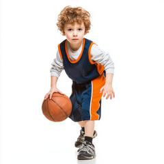Young Basketball Player in Action , isolated on white background png