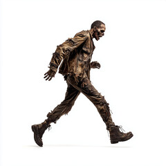 Ferocious Zombie in Motion , isolated on white background png