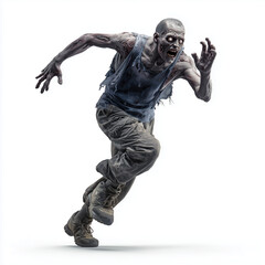 Ferocious Zombie in Action , isolated on white background png