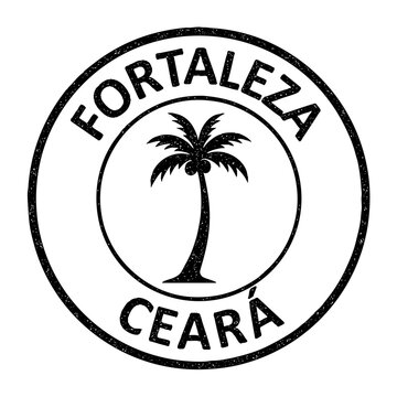 Fortaleza, Cear&aacute; grunge rubber stamp from Brazil, on transparent background, vector illustration. Selo da cidade de Fortaleza, Cear&aacute; com ilustra&ccedil;&atilde;o de coqueiro