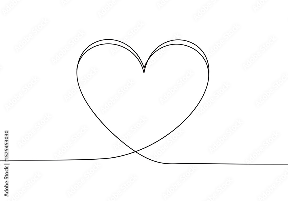 Aufkleber a minimalist line drawing of a heart shape with a continuous stroke on a plain white background