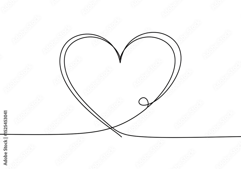 Aufkleber a continuous line drawing of a heart shape with a small curl at the bottom on a white background