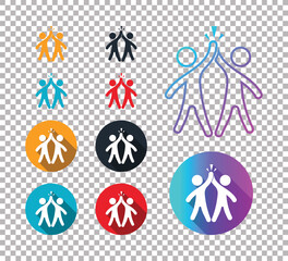 High five teamwork icons in various styles and colors. Perfect for collaboration, success, and celebration themes.