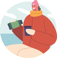 Woman warming with hot tea