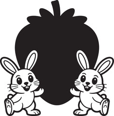 Silhouette shadow illustration of a rabbit on white