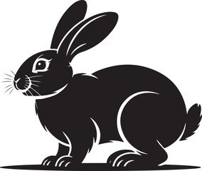 Silhouette shadow illustration of a rabbit on white