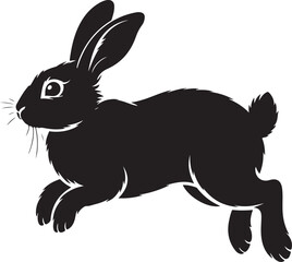 Silhouette shadow illustration of a rabbit on white